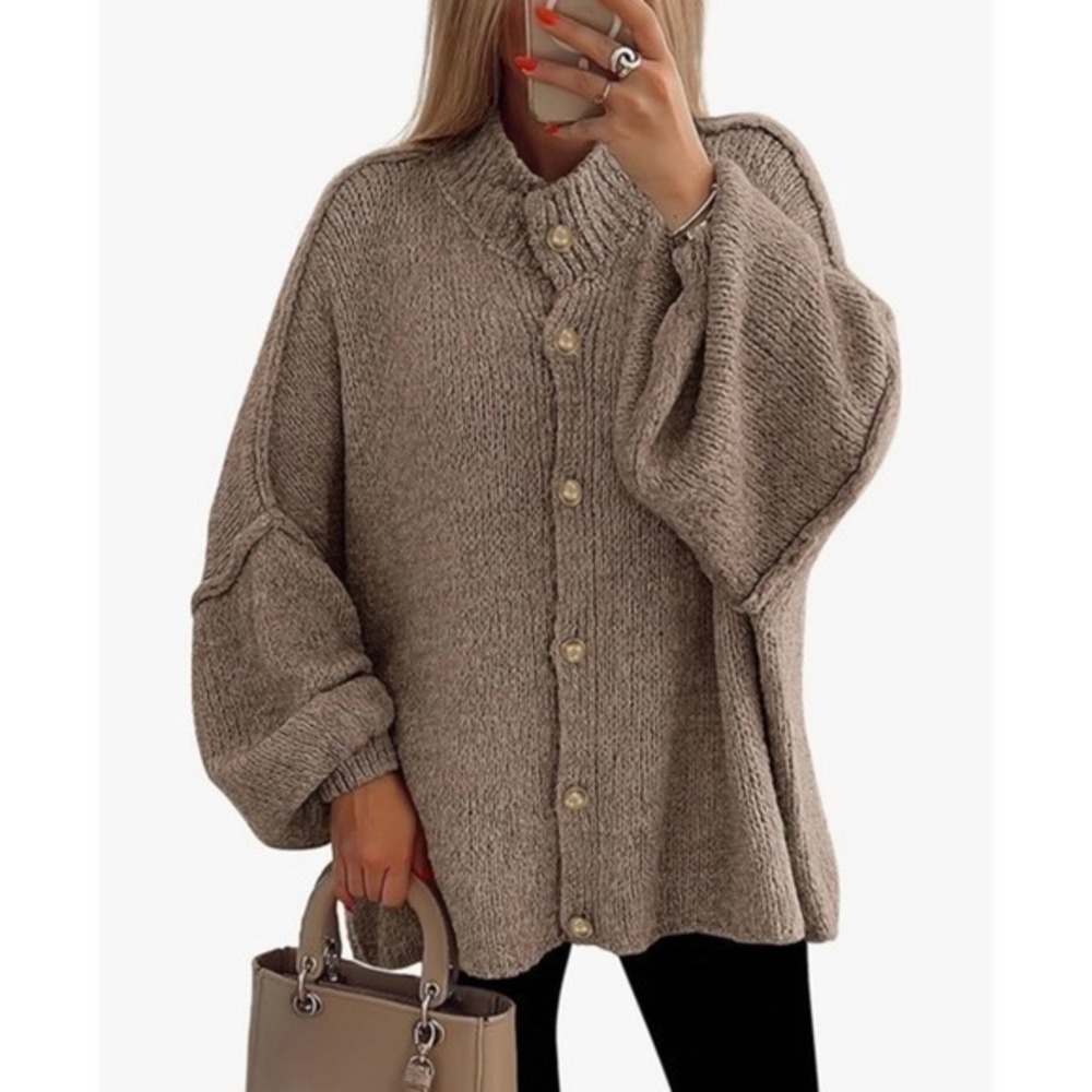 NEW Pretty Garden Womens Oversized XL Button Front Knit Cardigan‎ Sweater